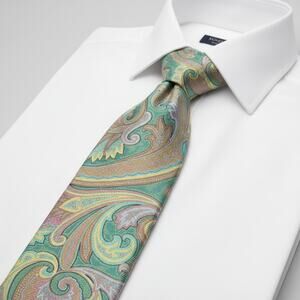 Etro Milano 100% Silk Tie Multicolor Paisley Woven Made In Italy Men's Neck Tie